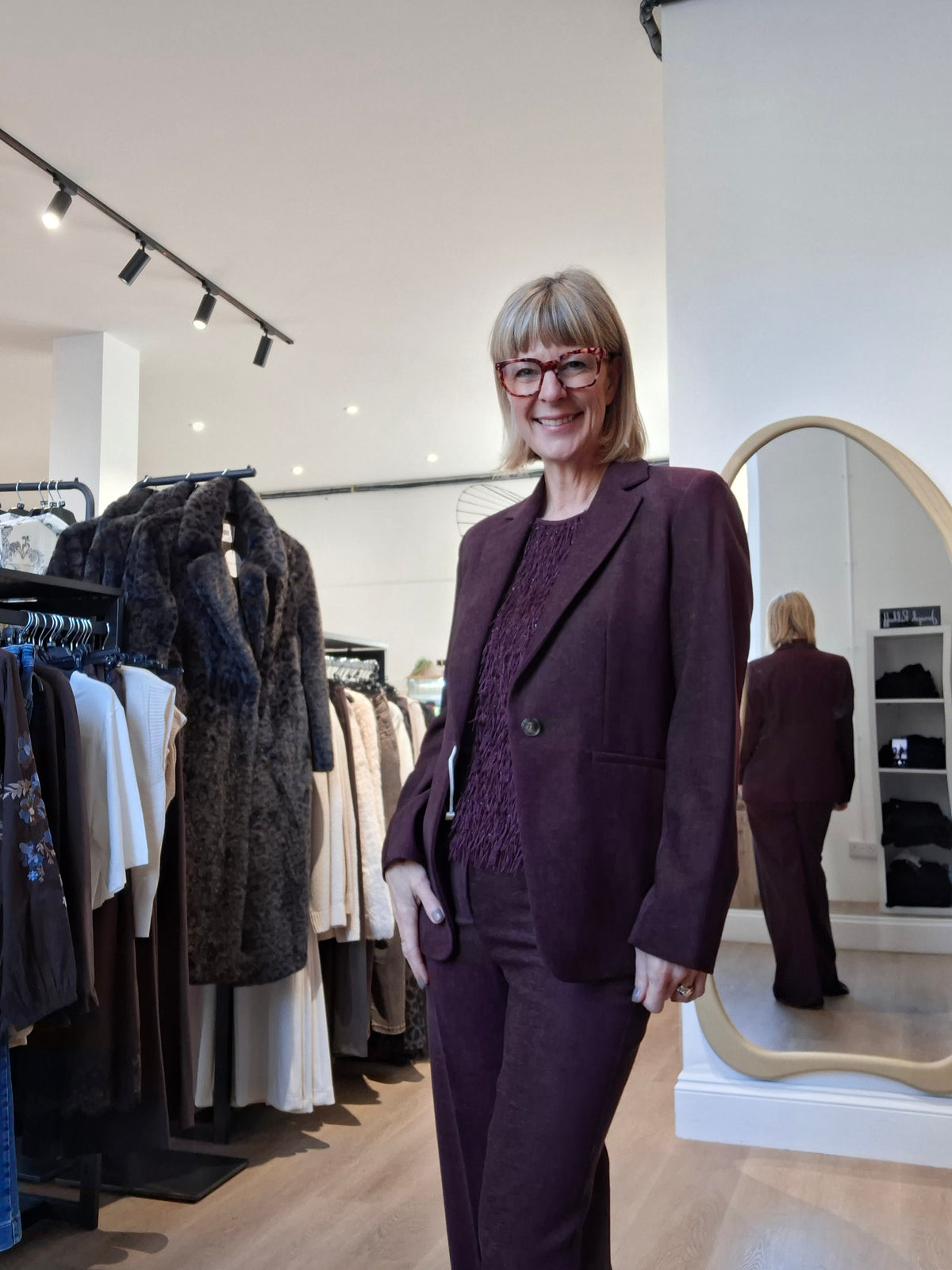 Emme Mulberry Chenille Tailored Blazer Jacket
