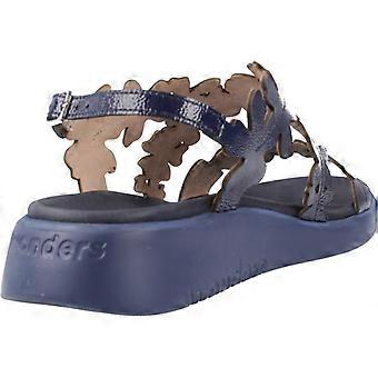 Wonders C-6551 Dark Blue Open Toed Sandal With Solid Navy Sole