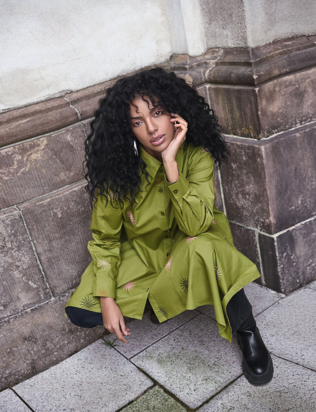 Noen - Green Funky Embroidered Shirt