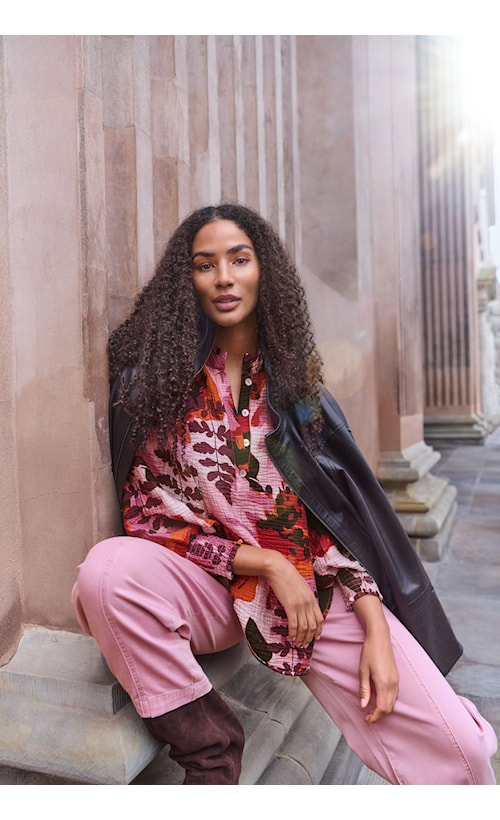 Noen 84027 Wild Rose Abstract Printed Shirt
