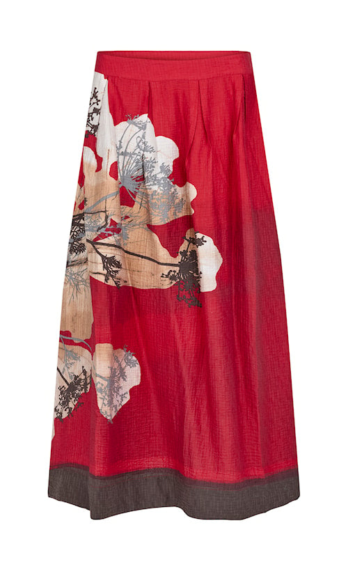 Noen 85798 Red Printed A Line Skirt