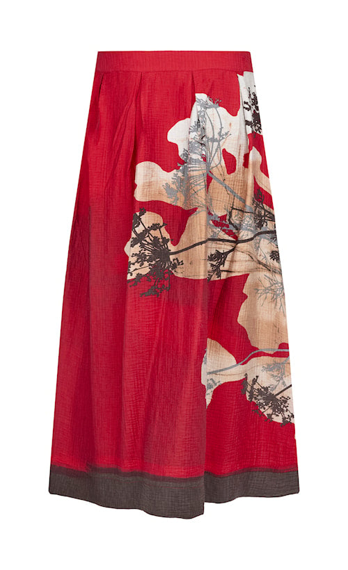 Noen 85798 Red Printed A Line Skirt