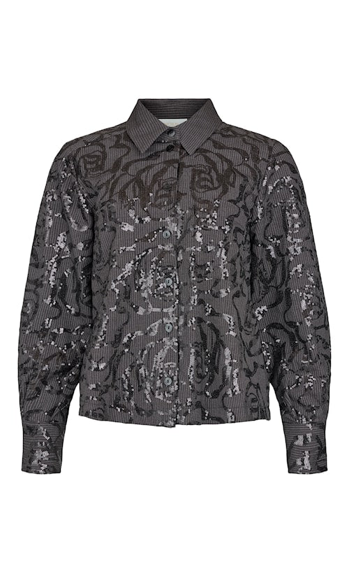 Noen 86305 Dark Grey Stripe Sequined Shirt