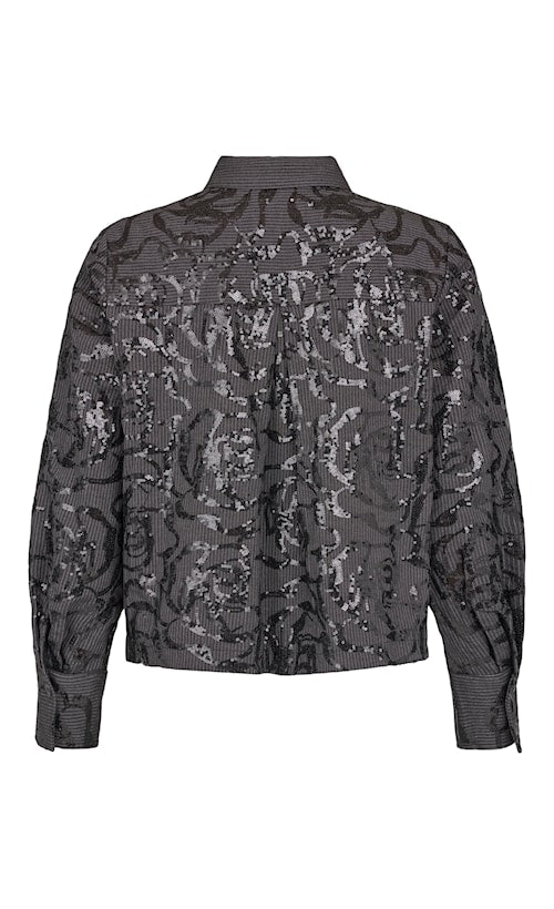 Noen 86305 Dark Grey Stripe Sequined Shirt