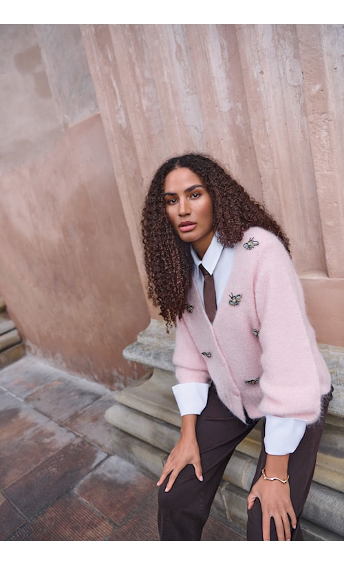 Noen 87207 Wild Rose Beaded Oversized Cardigan