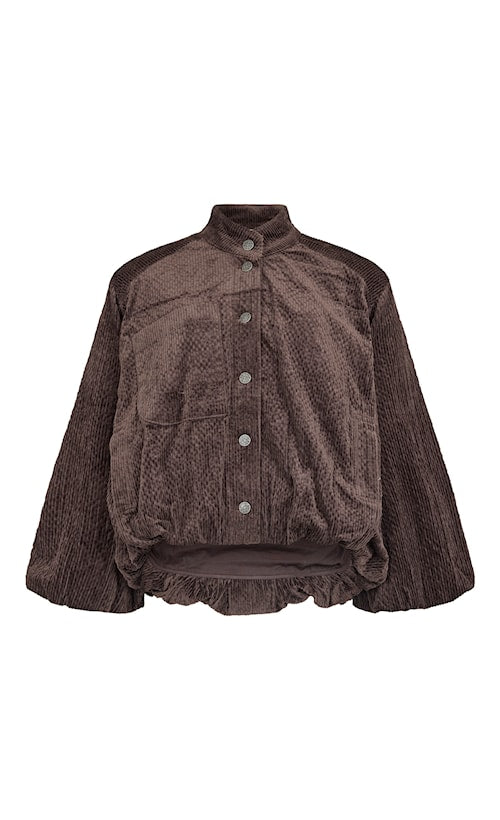 Noen Dark Brown Cordered Bell Sleeve Cropped Jacket