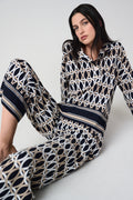 Joseph Ribkoff 261057 Aztec Printed Navy/Beige Blouse