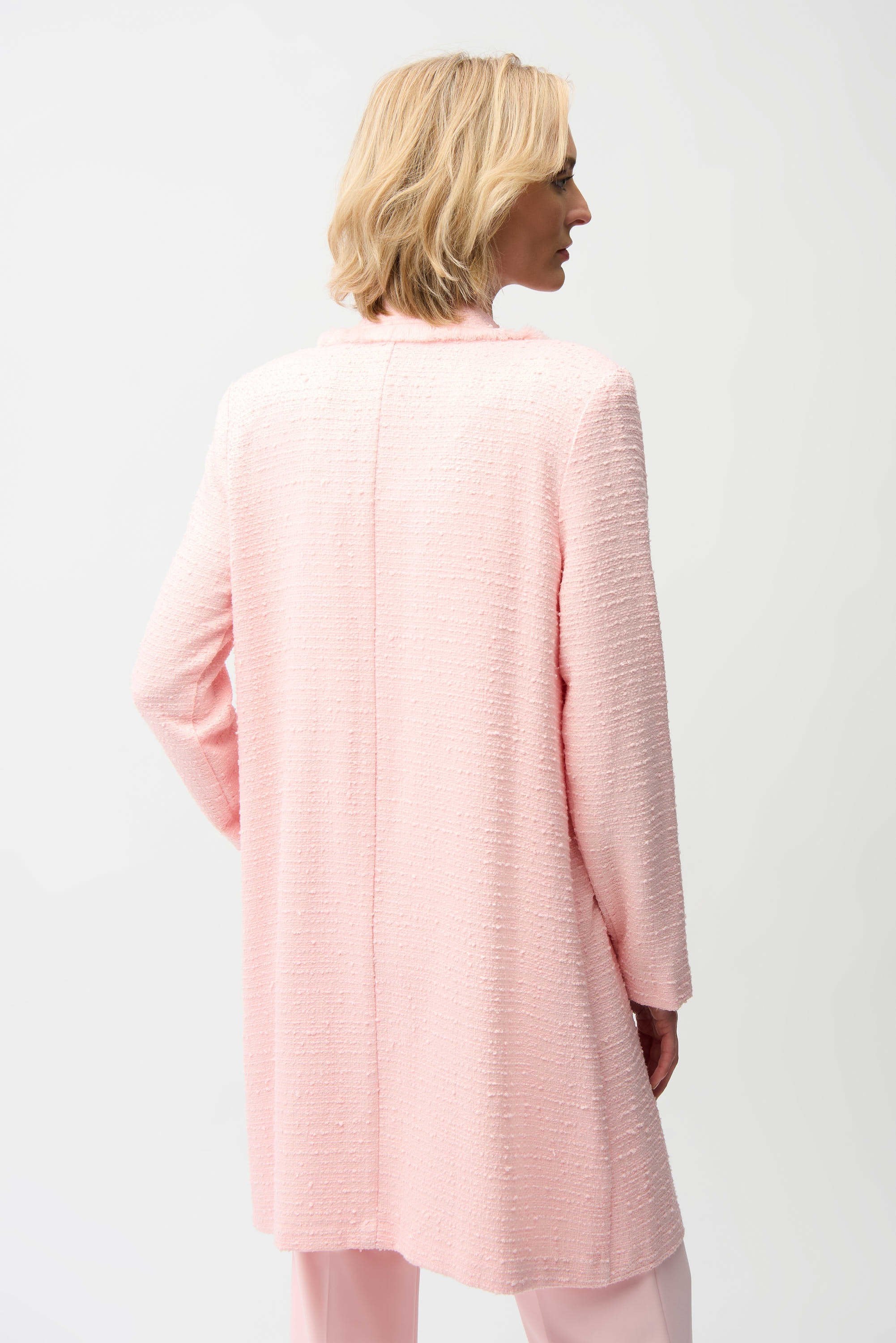 Joseph Ribkoff 261109 Bouclé Straight Coat With Fringe Detail