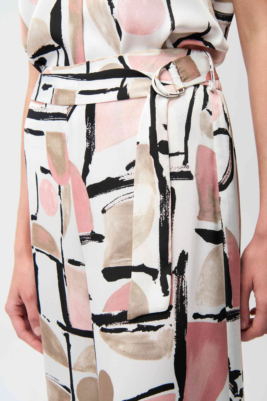Joseph Ribkoff 261198 Recycled Satin Abstract Print Wide Leg Pull-On Pants