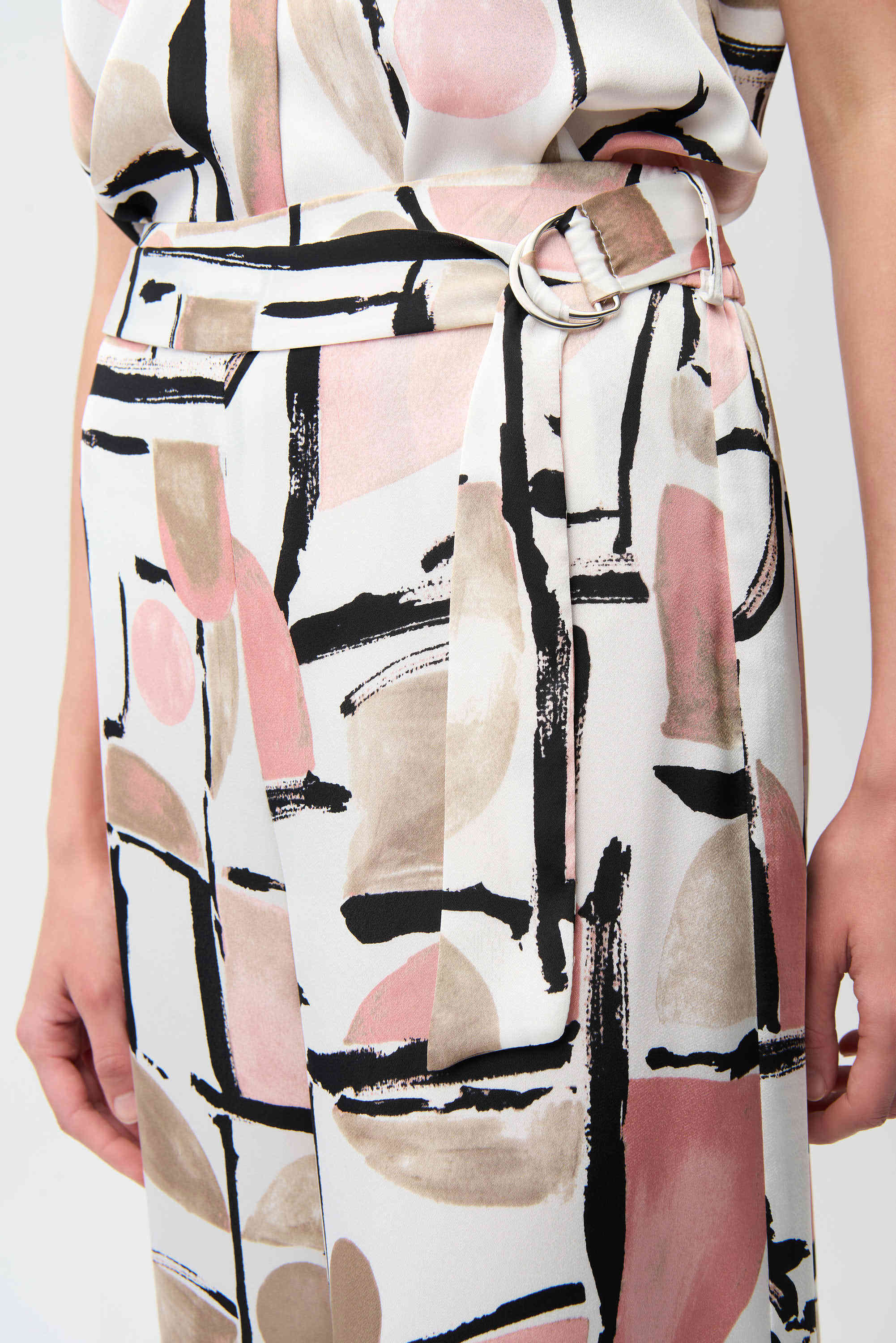 Joseph Ribkoff 261198 Recycled Satin Abstract Print Wide Leg Pull-On Pants