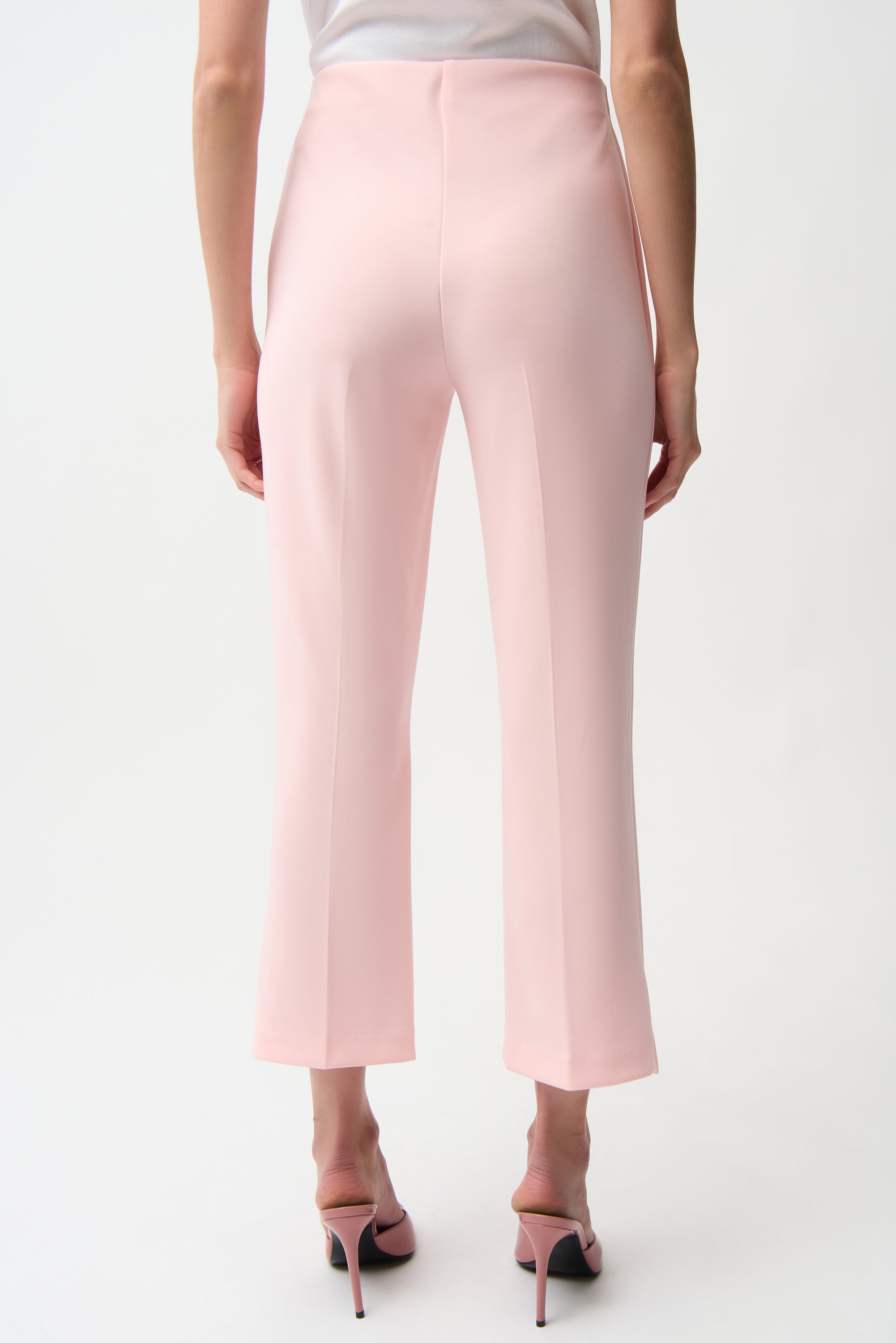 Joseph Ribkoff 261254 Silky Pink Knit Crop Pull-On Pants With Gold Buttons
