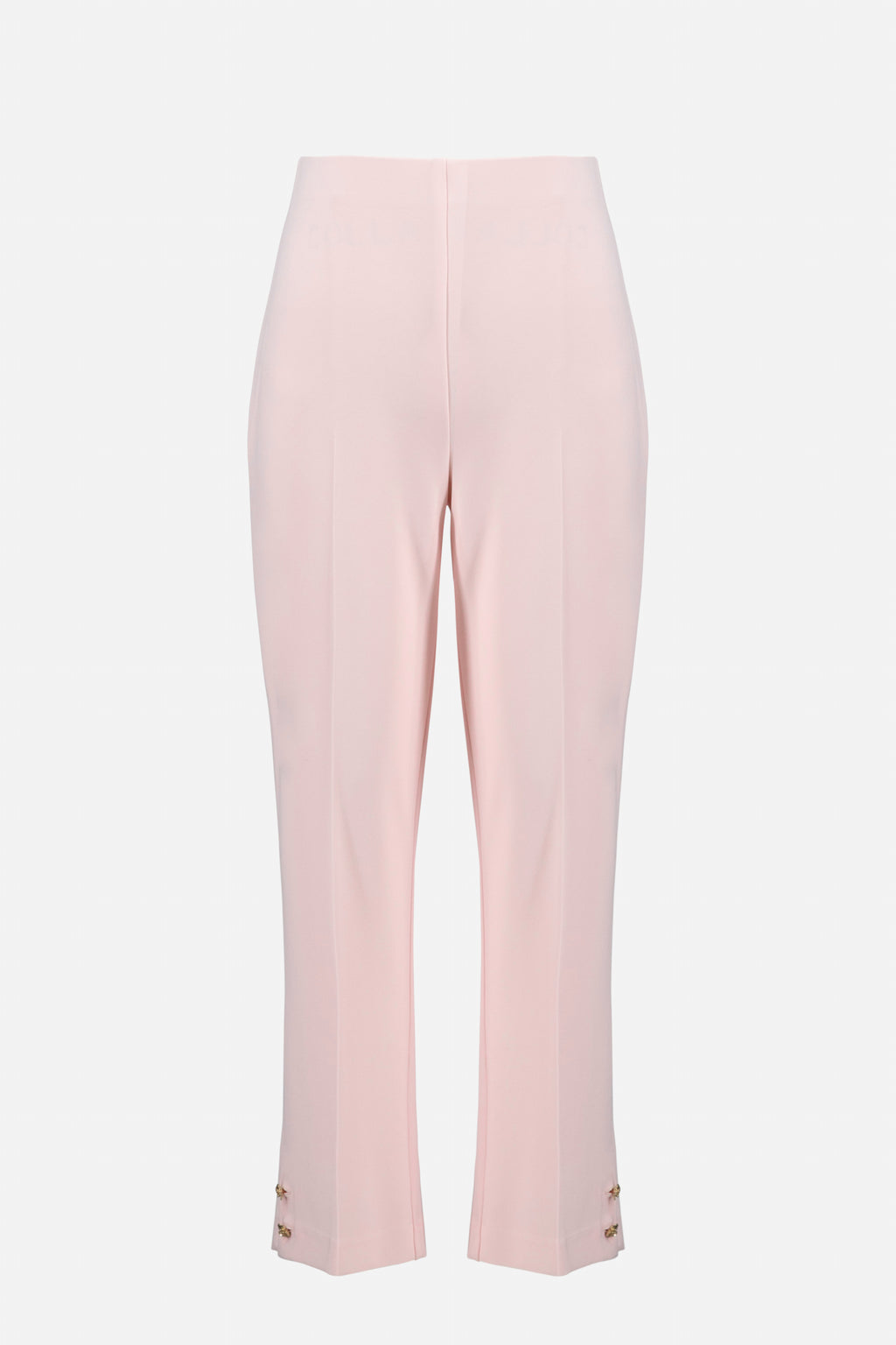Joseph Ribkoff 261254 Silky Pink Knit Crop Pull-On Pants With Gold Buttons