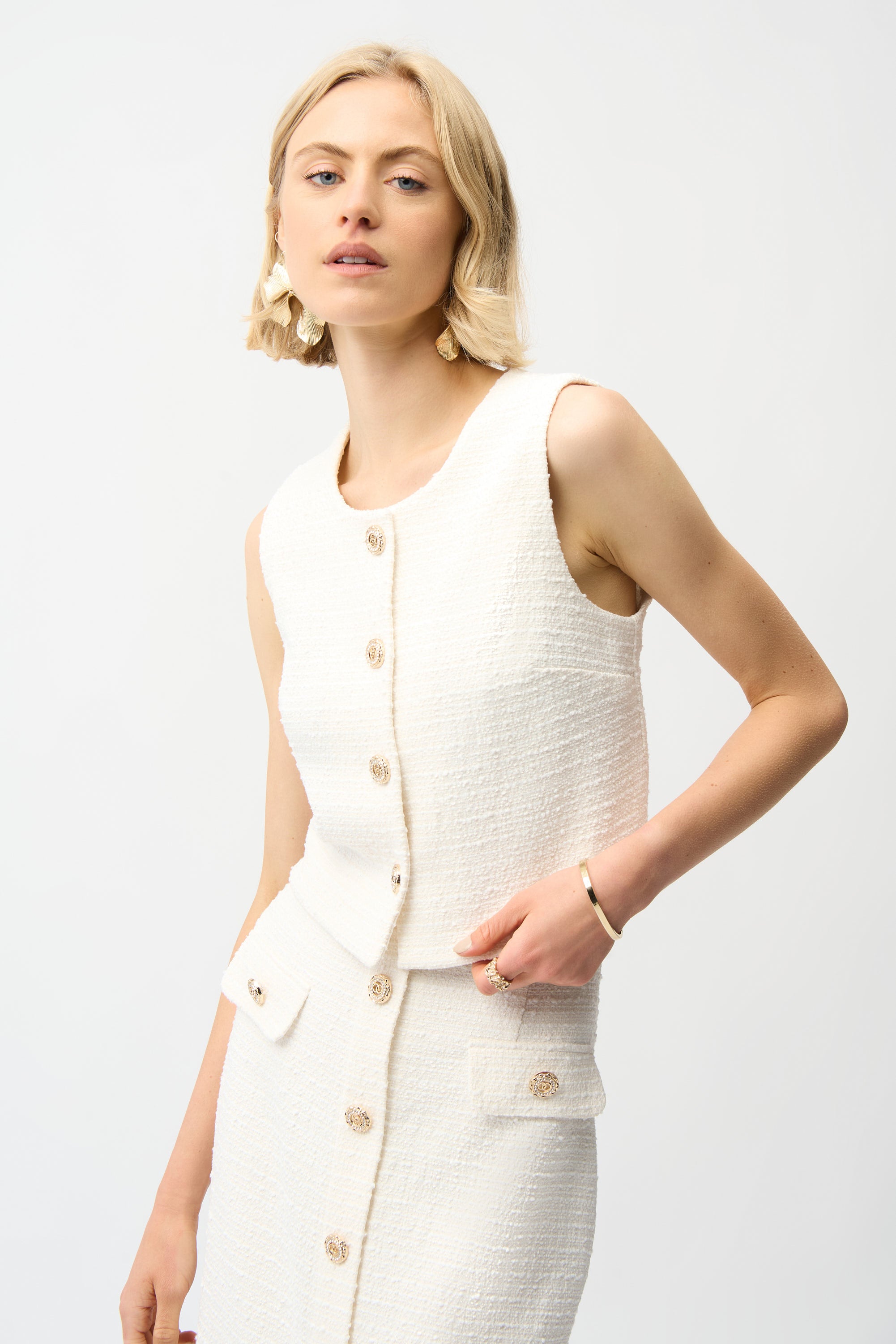Joseph Ribkoff  261300 Formal Boucle Sleeveless Waistcoat Top