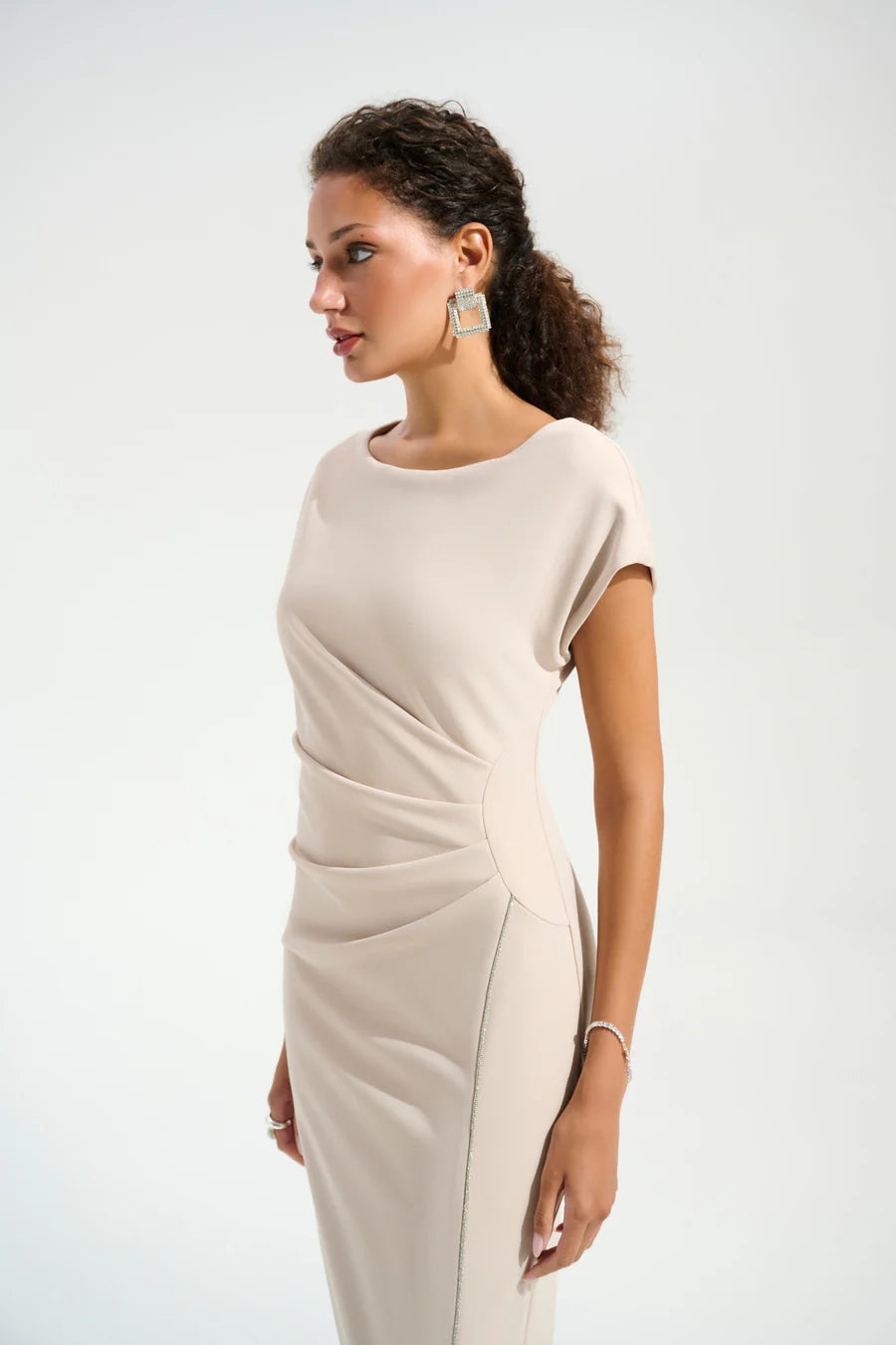 Joseph Ribkoff 261713 Fitted Scuba Jersey Diamante Trim Dress