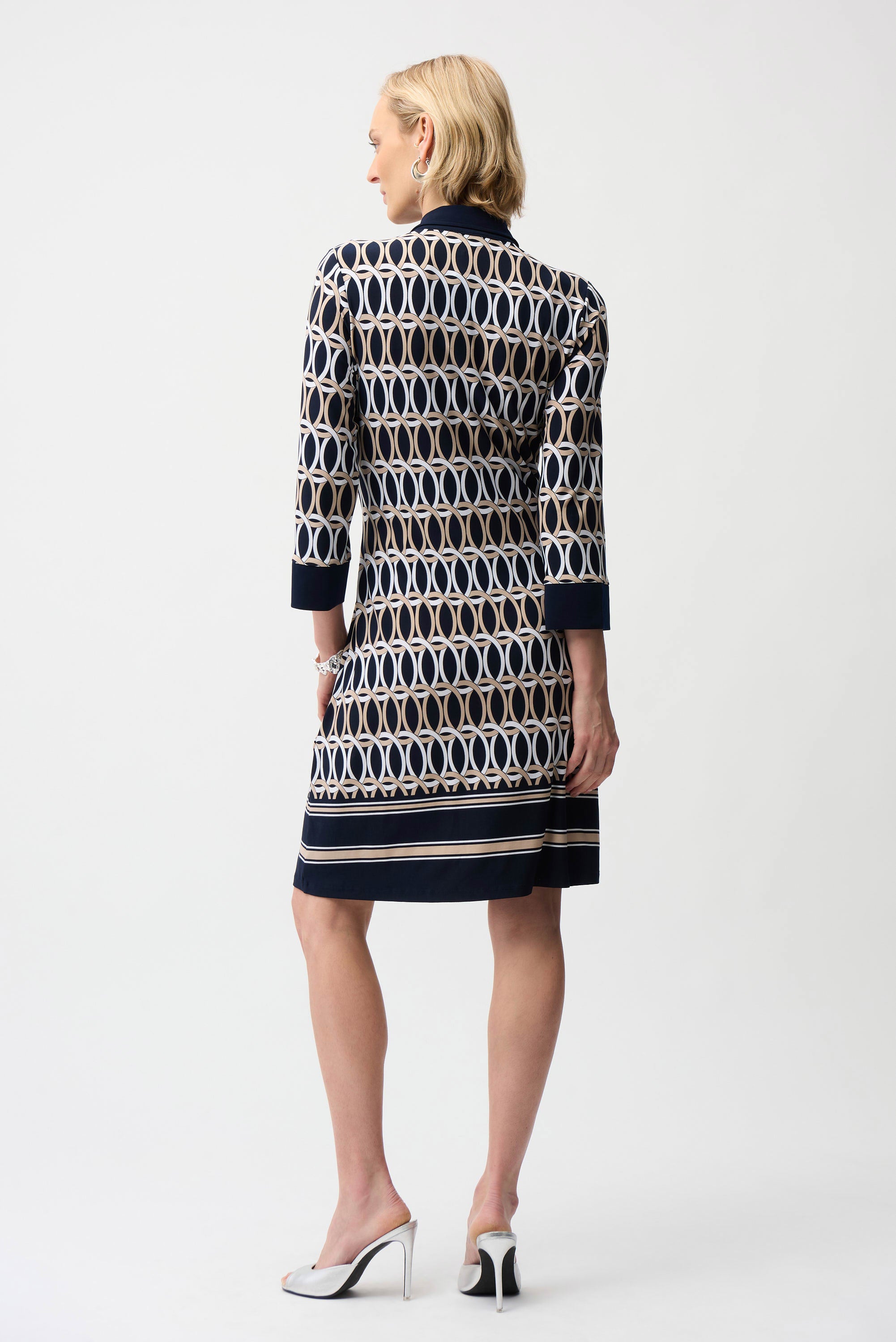 Joseph Ribkoff 261903 Silky Knit Geometric Print A-Line Shirt Dress