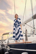 Joseph Ribkoff 261936 Navy/White Striped Belted A Line Dress