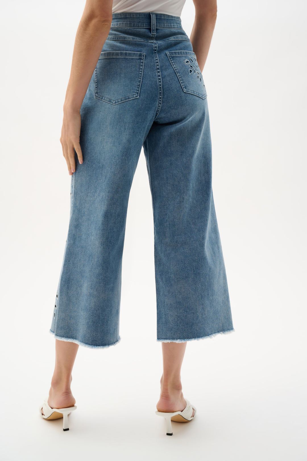 Joseph Ribkoff 262915 Light Blue Denim Trouser With Wide Leg