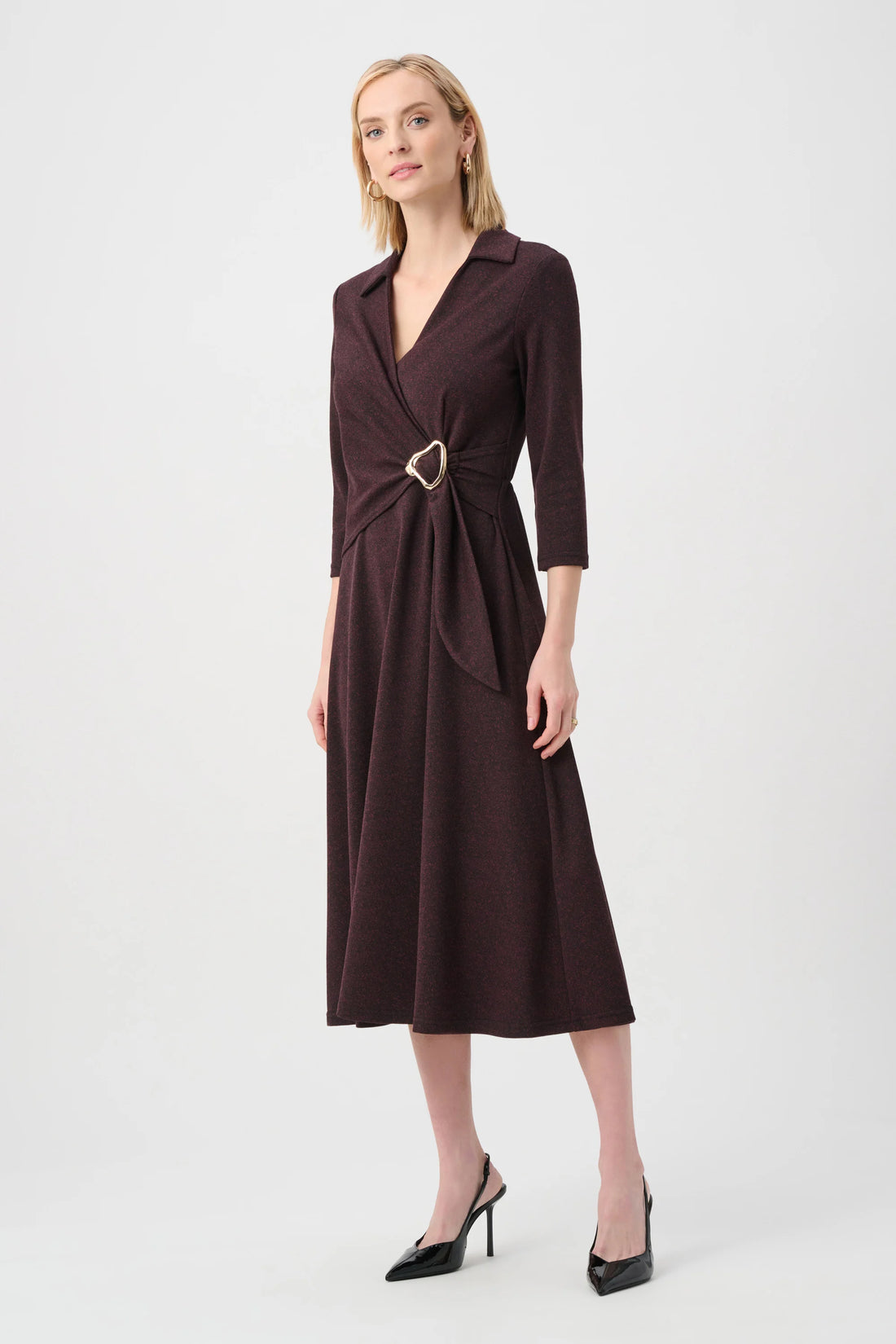 Joseph Ribkoff 263061 Mulberry Tweed Wrap Dress