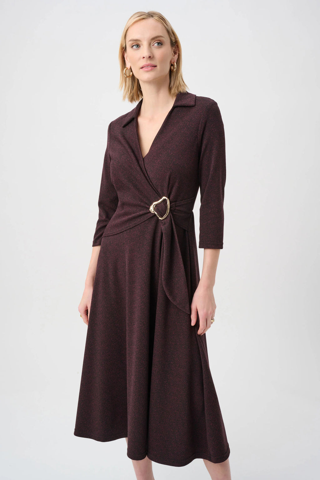 Joseph Ribkoff 263061 Mulberry Tweed Wrap Dress