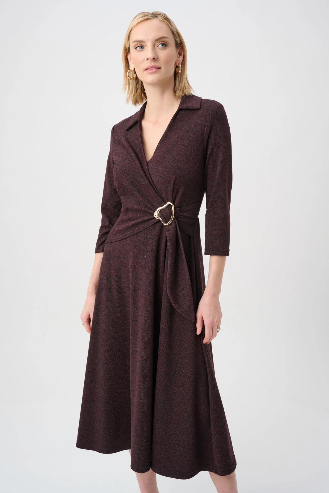 Joseph Ribkoff 263061 Mulberry Tweed Wrap Dress