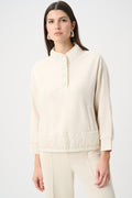 Joseph Ribkoff 263625 Cream Sport Sweatshirt With Quilted Trim