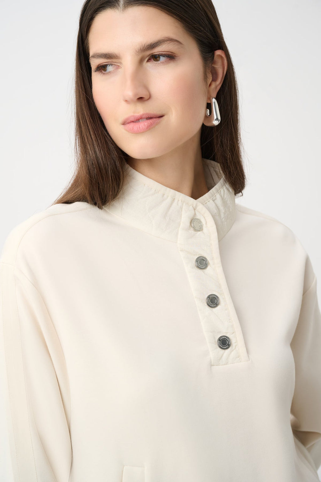 Joseph Ribkoff 263625 Cream Sport Sweatshirt With Quilted Trim