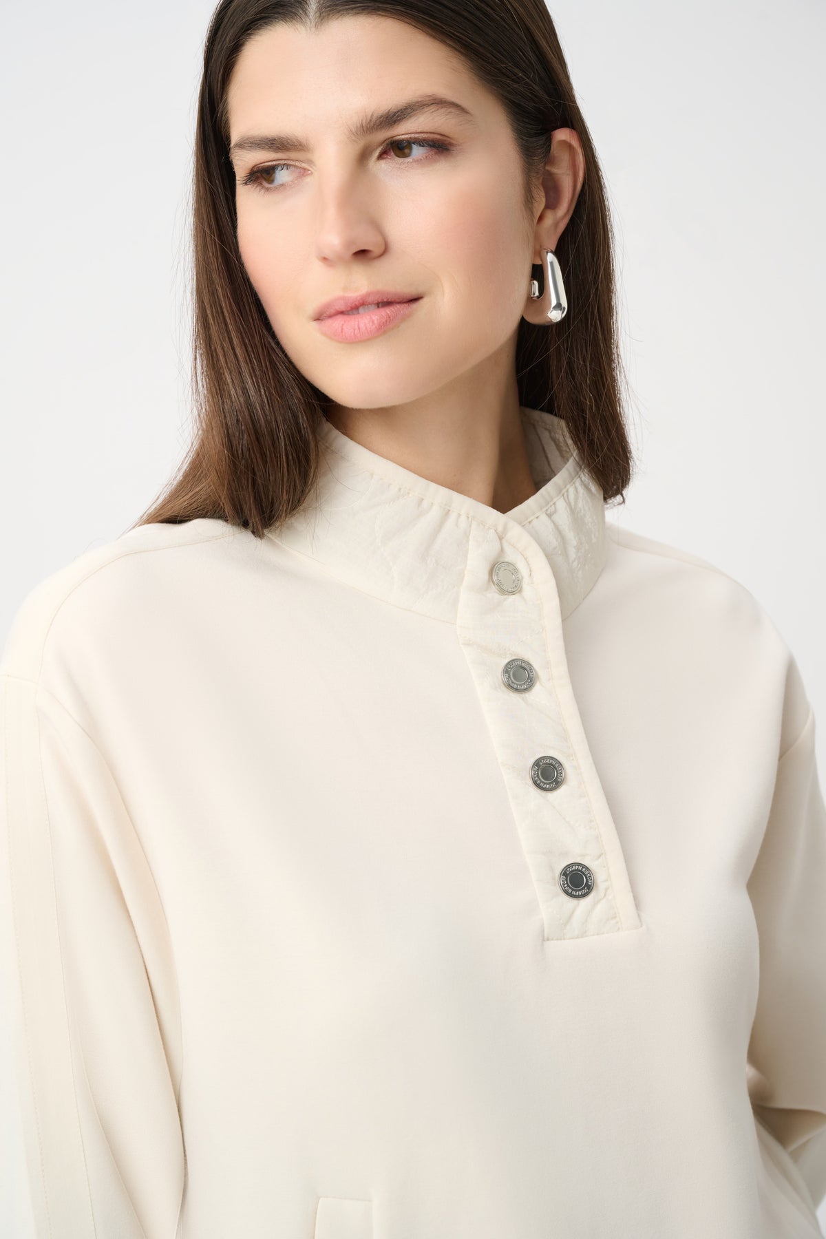 Joseph Ribkoff 263625 Cream Sport Sweatshirt With Quilted Trim