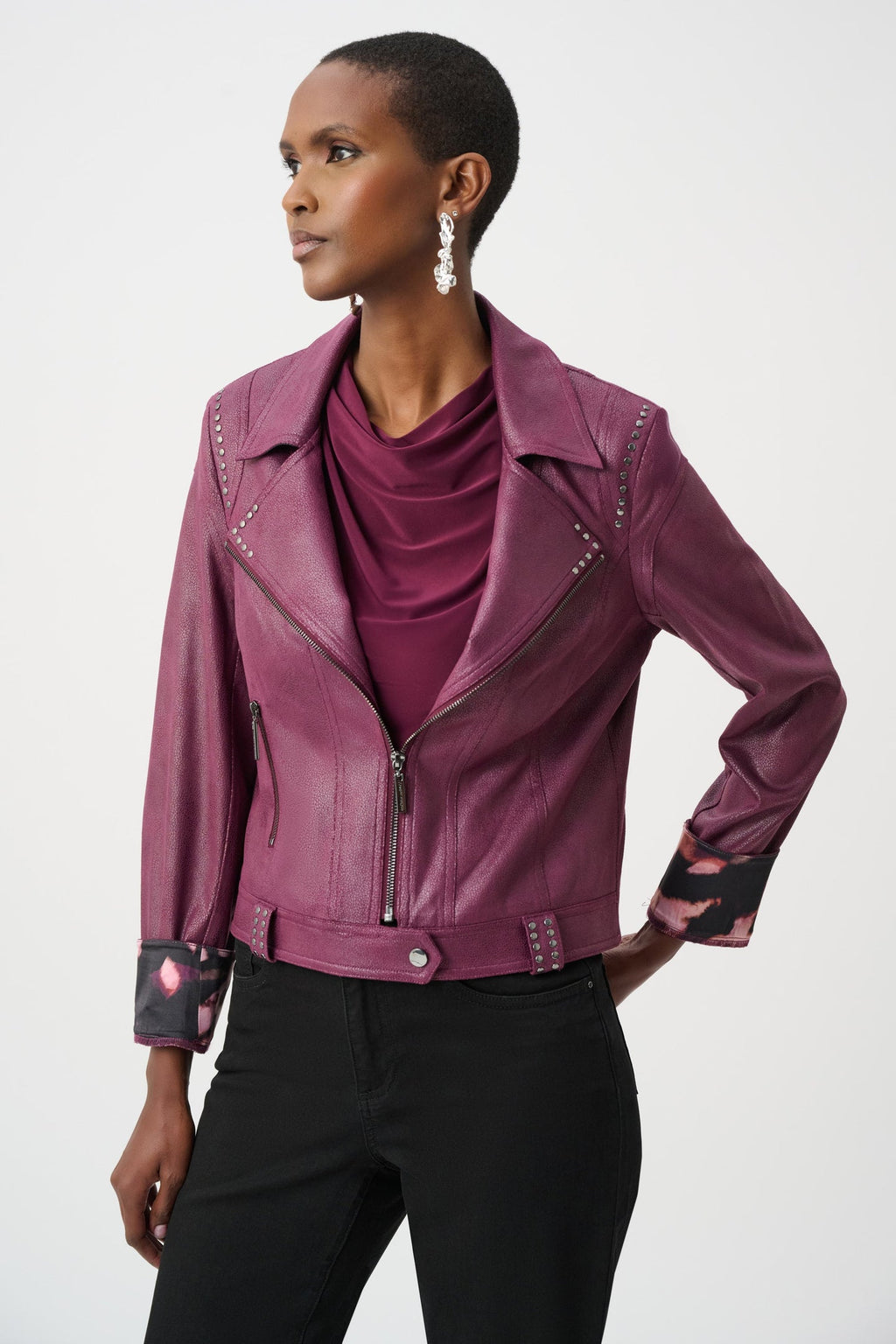 Joseph Ribkoff 263907 Faux Leather Biker Style Jacket