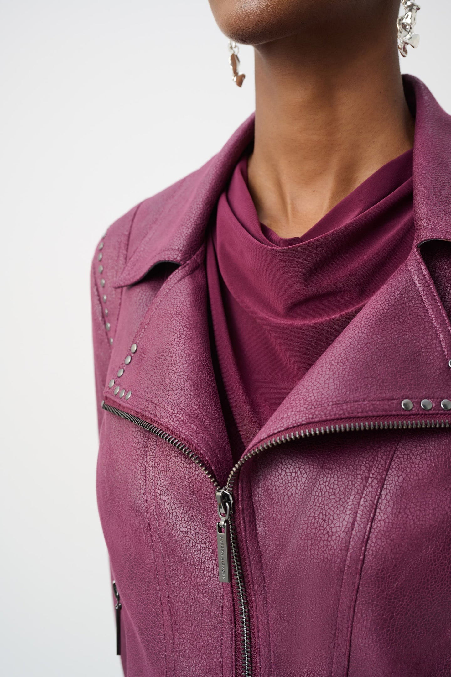 Joseph Ribkoff 263907 Faux Leather Biker Style Jacket