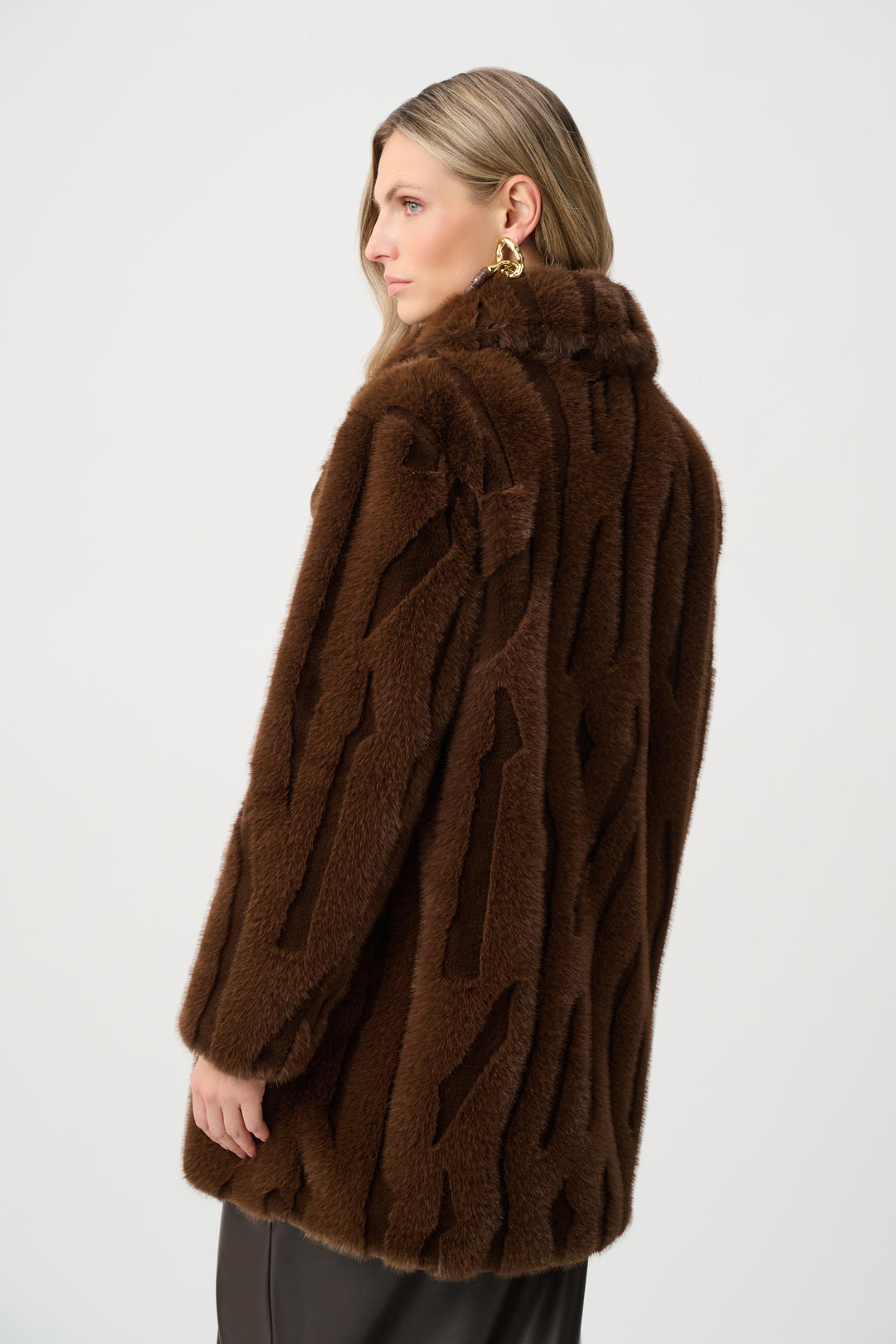 Joseph Ribkoff 263916 Faux Fur Chocolate Midi Coat