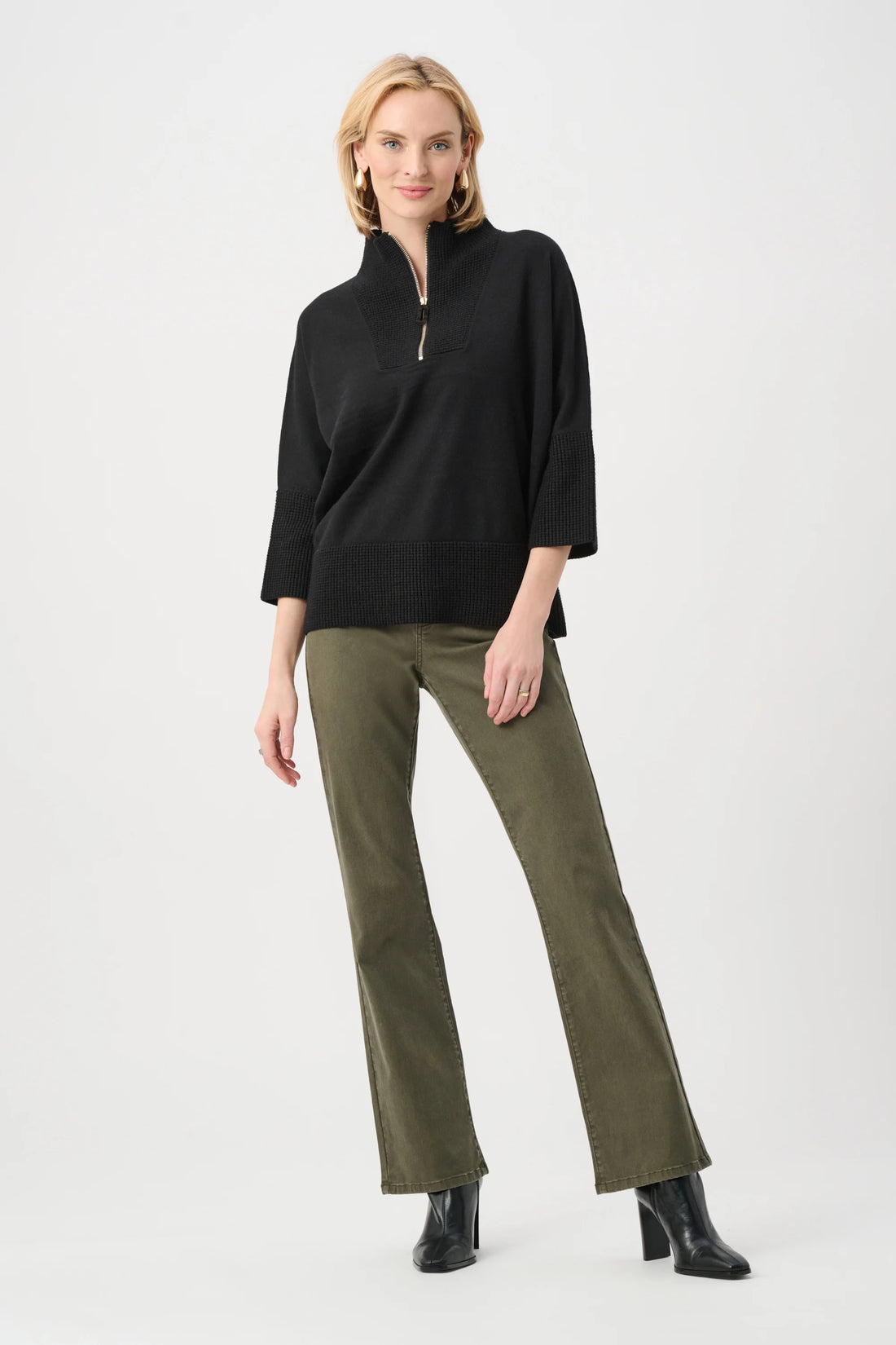 Joseph Ribkoff 263937 Black Knitted Zip Neck Jumper