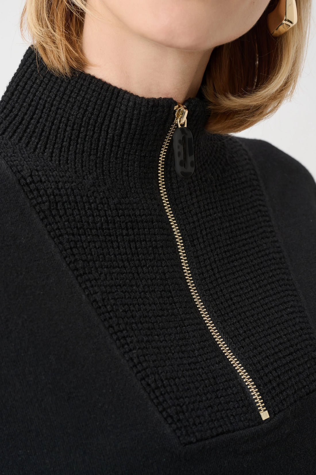 Joseph Ribkoff 263937 Black Knitted Zip Neck Jumper