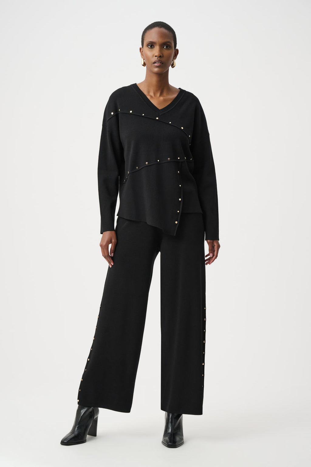 Joseph Ribkoff 263962 Black Studded Pull On Smart Trouser