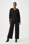 Joseph Ribkoff 263962 Black Studded Pull On Smart Trouser