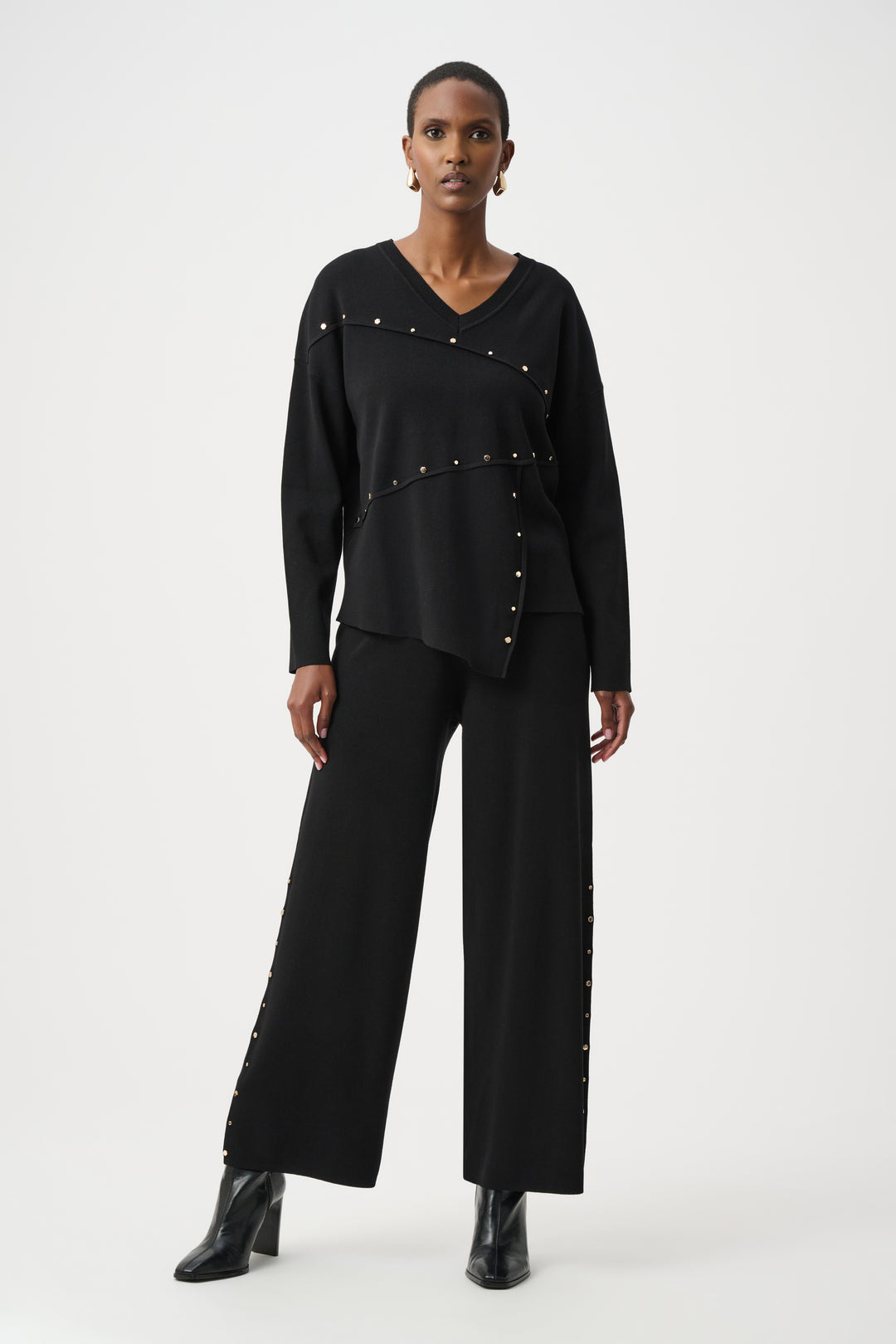Joseph Ribkoff 263962 Black Studded Pull On Smart Trouser
