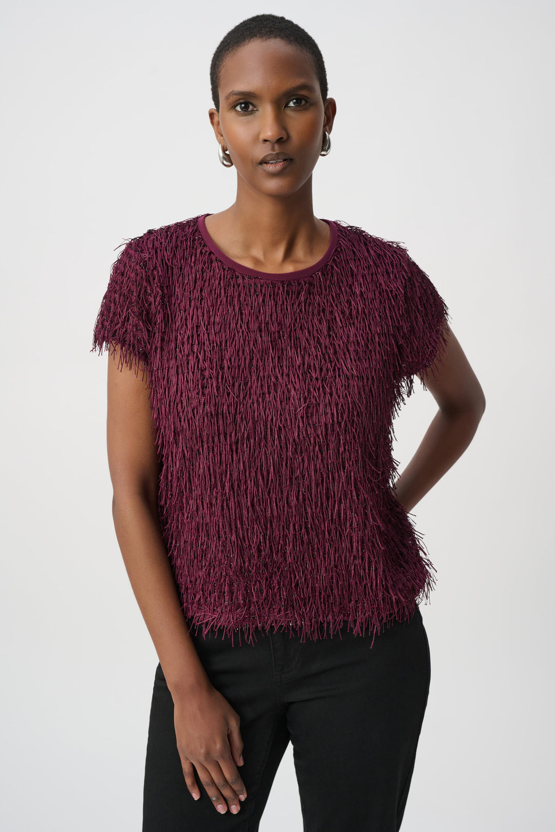 Joseph Ribkoff 264208 Elderberry Tassel Occasion Top