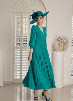 Veni infantino - Teal dress with beaded waist - Martha V 