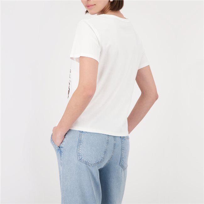 Monari 410553 Light Peach  Round Neck T-shirt With Short Sleeves And Graphic Print On The Front