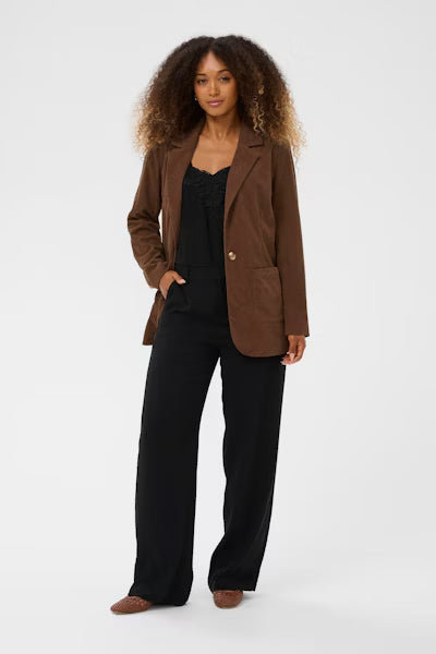 Cream 10614145 Corduroy Dark Brown Single Breasted Classic Blazer