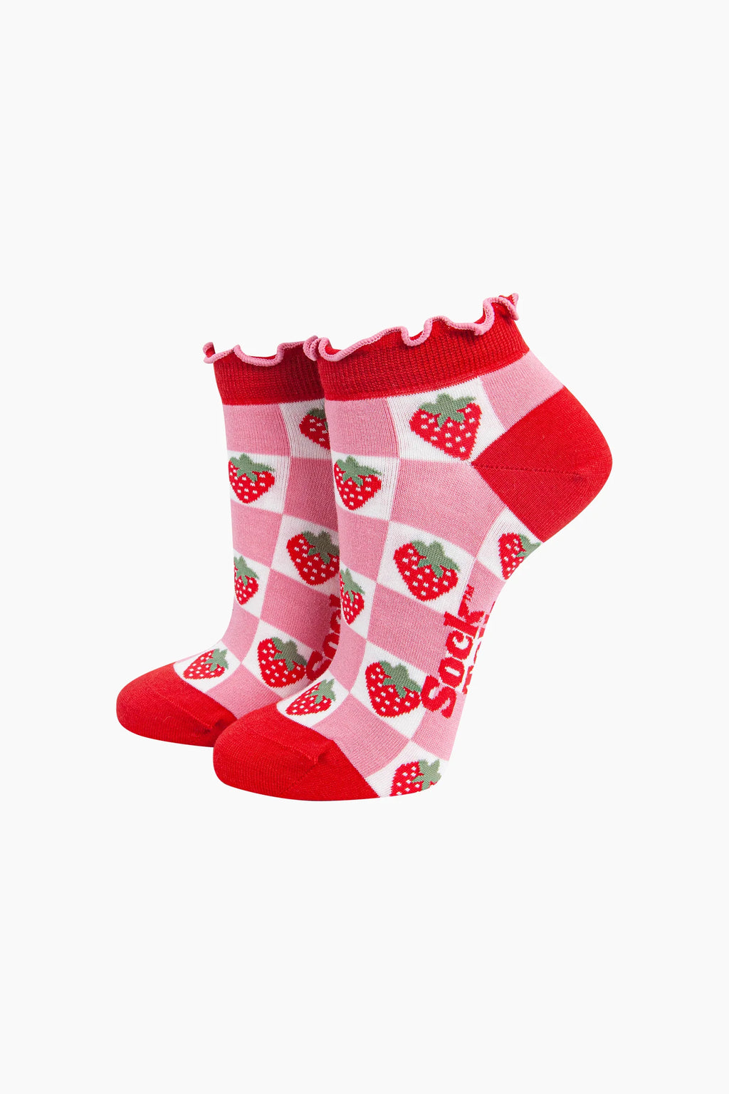 MSH Strawberry Checkerboard Bamboo Trainer Socks