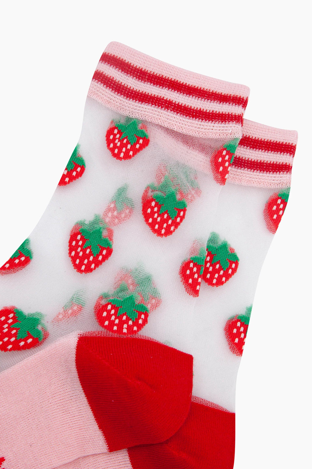 MSH Strawberries Fruit Combed Cotton Sheer Pop Sock