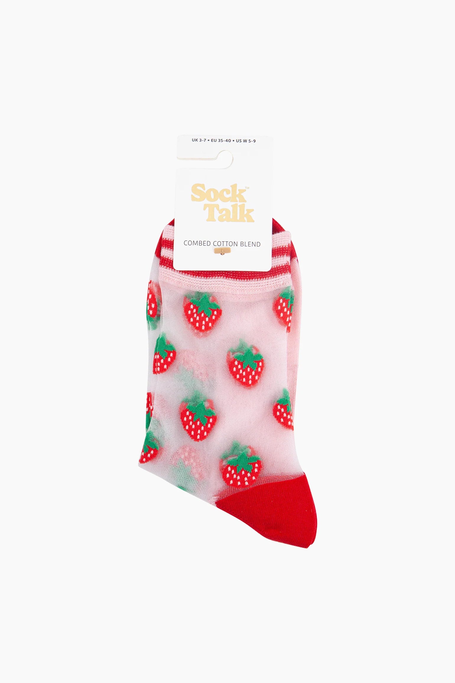 MSH Strawberries Fruit Combed Cotton Sheer Pop Sock
