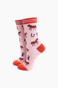 MSH Horse Bamboo Pink Socks