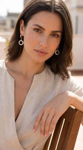 Envy 514 Gold Hoop With Sparkle Loop Drop Earrings