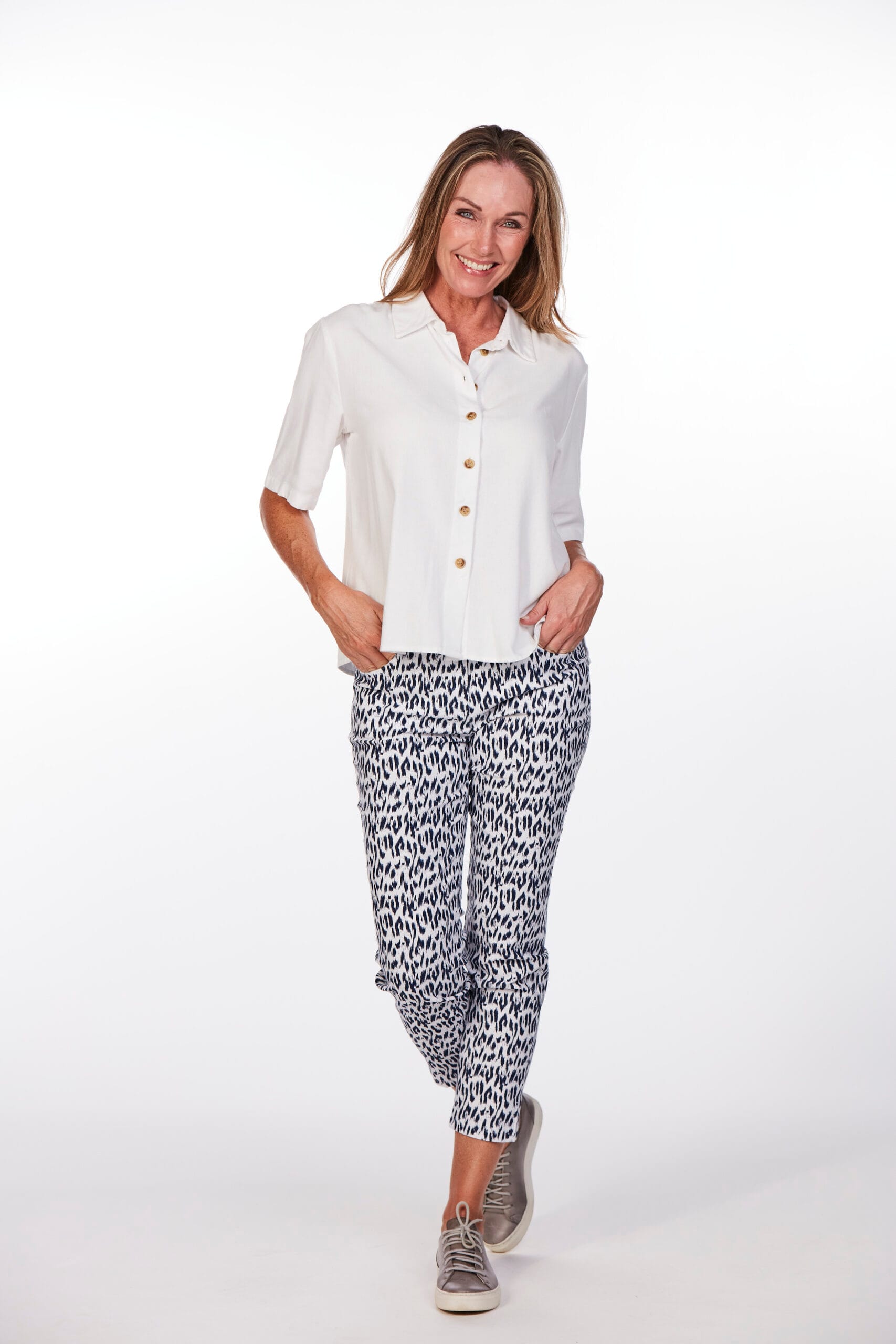 Robell 5153855120 Rose Animal Print Ankle Grazer Slim Fit Pull On Very Stretchy Trouser