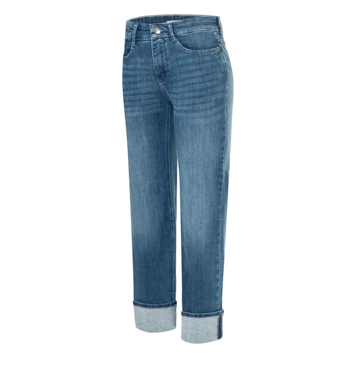 MAC Laura Turn Up Petrol Blue Stretch Denim Jean