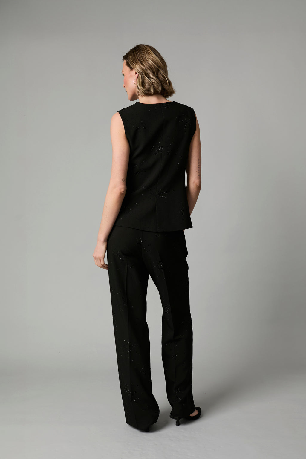 Fee G Black Diamante Waistcoat Top 930Y/151