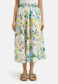 Milano Italy 6224391494 A-Line Multi Print Midi Cotton Skirt