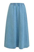 Milano Italy 6224561442A Light Blue Denim Midi Skirt With Elastic Waist