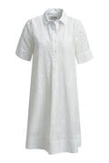 Milano Italy 6224721439 White Cotton Broderie Shirt Dress With 1/2 Sleeves